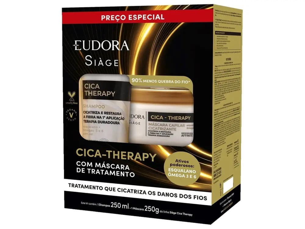 Kit de Tratamento Capilar Eudora Siàge Cica-therapy Shampoo e Máscara