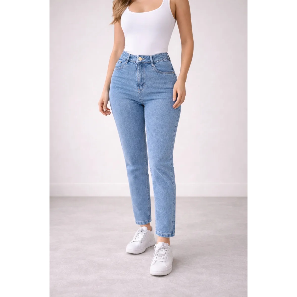 Calça Jeans Mom Stillger Feminina Cintura Alta Cor Clara