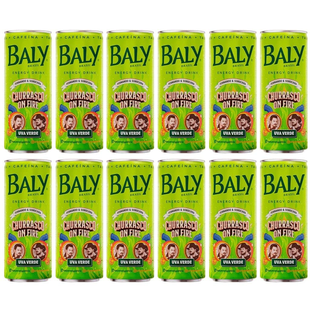 Energético Baly Uva Verde Churrasco On Fire 250ml 12 Unidades