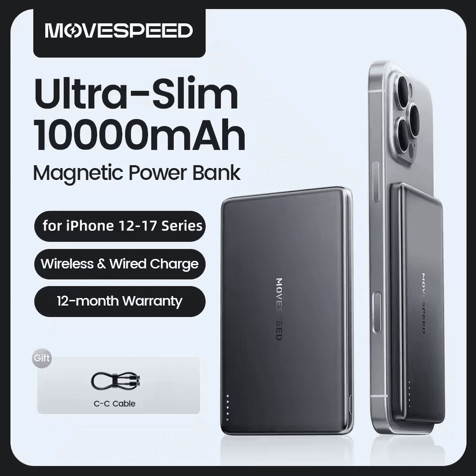 Bateria Externa MOVESPEED S10 Slim Magnetic Power Bank 10000mAh PD20W Wireless