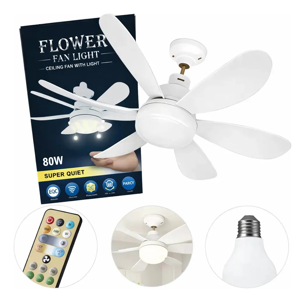Lâmpada Led Com Ventilador De Teto Bivolt Controle 80w E27