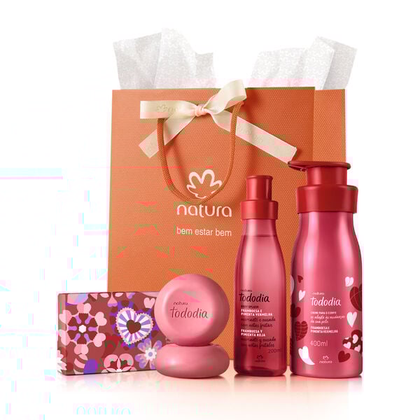 Presente Dia dos Namorados Banho, hidratação e Perfumação Tododia Framboesa e Pimenta Vermelha