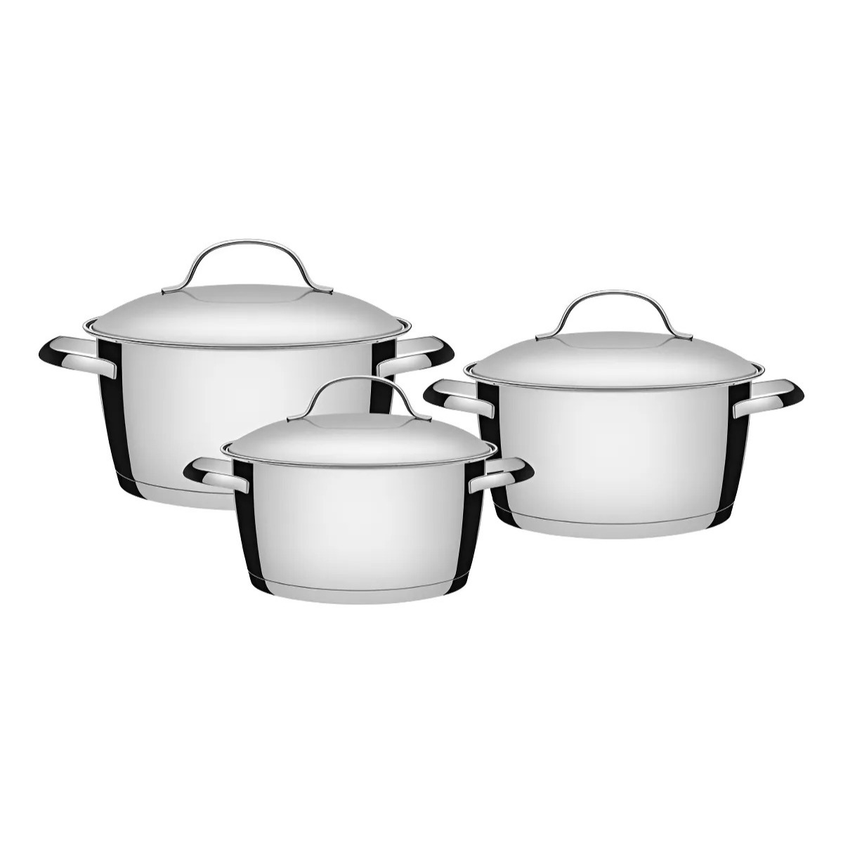 Jogo De Panelas Tramontina Inox Fundo Triplo Allegra 3 Peças