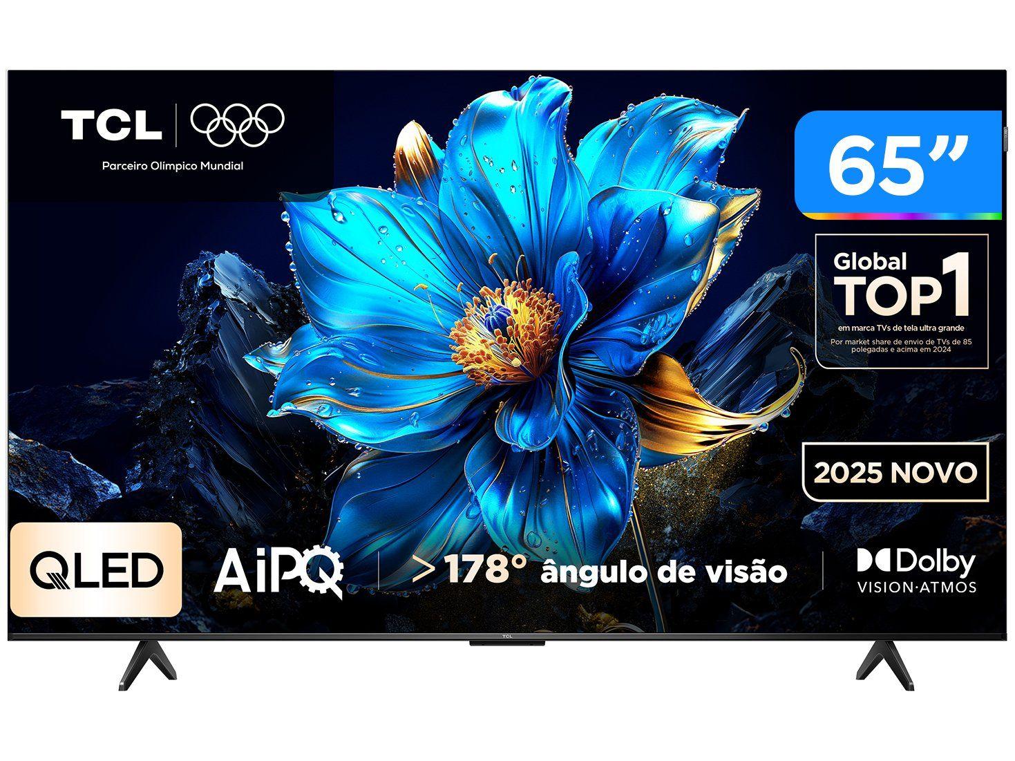 Smart TV 65" TCL 4K UHD QLED 65P7K Google TV AiPQ Google Assistente 3 HDMI 1 USB