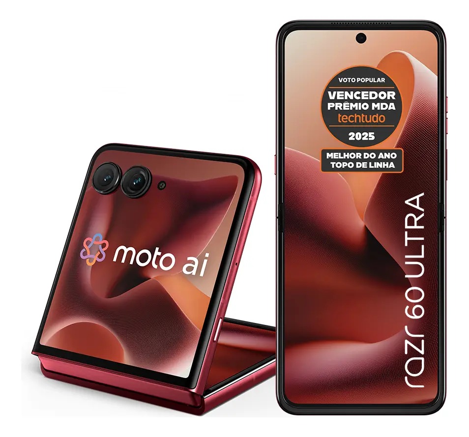Smartphone Motorola Razr 60 Ultra - 1tb 32gb (16gb Ram+16gb Ram Boost) Snapdragon 8 Elite Tela Dobrável 7 E Externa 4 Moto Ai 50mp Camera - Vermelho