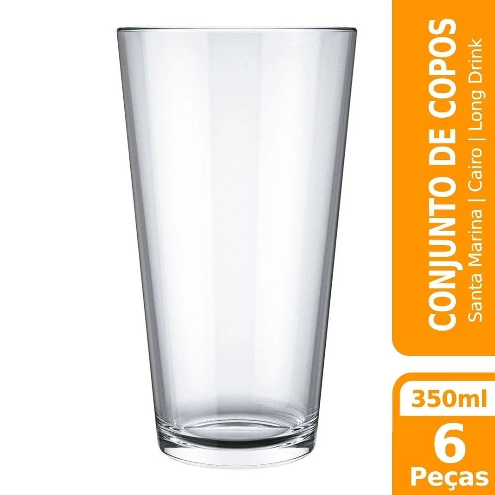 Conjunto de Copos Santa Marina Cairo Long Drink 350ml - Embalagem com 6 Unidades
