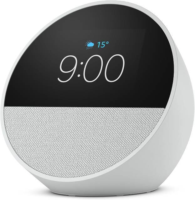 Echo Spot com Alexa (Geração mais recente) | Despertador inteligente com som vibrante | Cor Branca, com Acesso Antecipado à Alexa+
