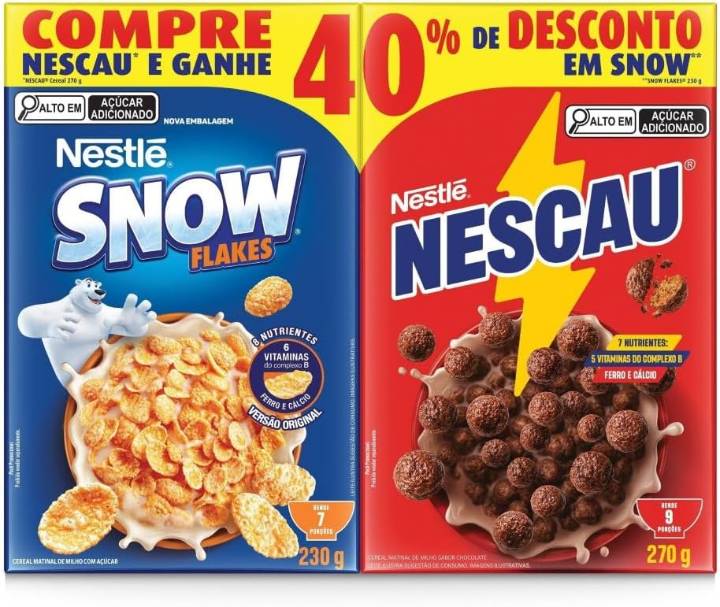  Kit Cereal Matinal Chocolate Nescau 210g + Snow Flakes 230g Mais Economia