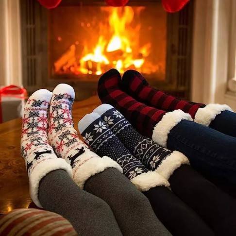 Meia Grossa Térmica Lã Forrada Cano Alto Pelinho Quentinha Inverno
