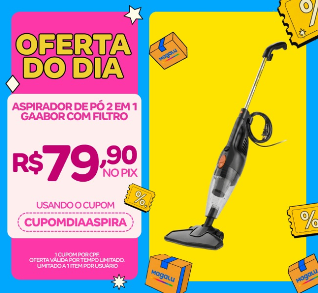 Aspirador de Pó 2 em 1 Gaabor com Filtro HEPA 1000W Smart Sweep Preto
