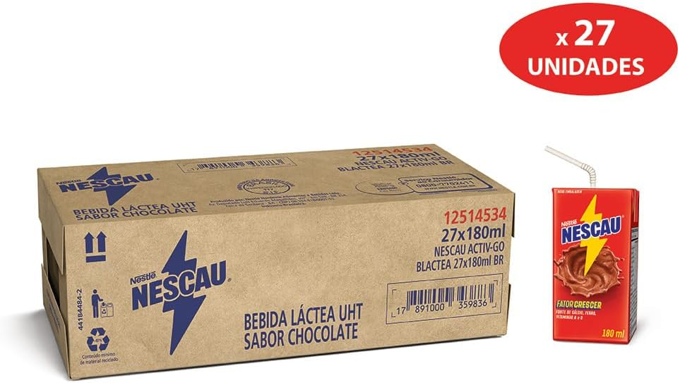 Nescau Bebida Láctea 180ml caixa com 27 unidades