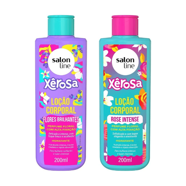 Kit 2 Loções Hidratantes Xêrosa Flores Brilhantes e Rose Intense