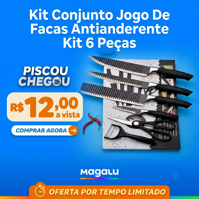 Kit Conjunto Jogo De Facas Antianderente Kit 6 Peças Chef Cozinha Aço Inoxidável Churrasco - Prime