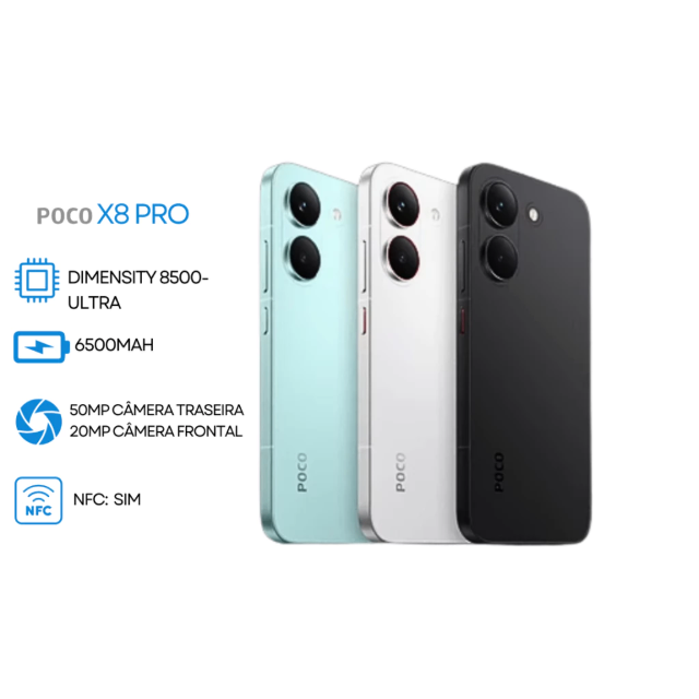 Smartphone Xiaomi Poco X8 Pro 5G NFC 256GB 8GB RAM Versão Global