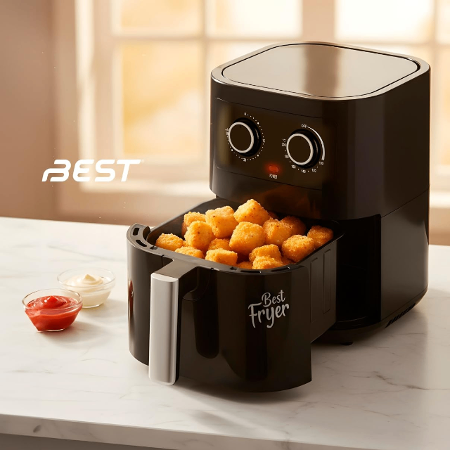 BEST Fritadeira Elétrica Air Fryer 5L, 127v 1500W, Timer 30 Minutos, Temperatura até 200°C, Preto