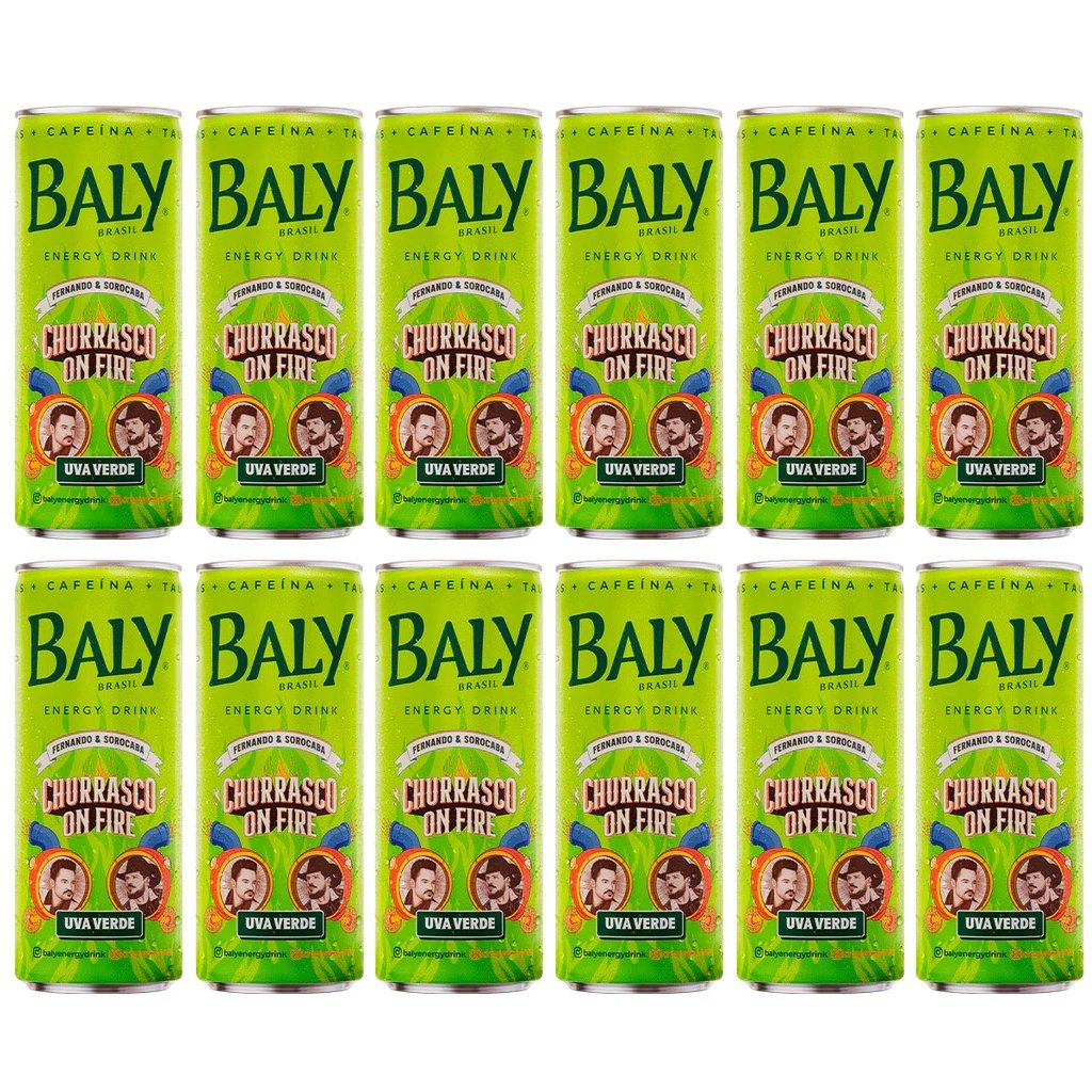 Energético Baly Uva Verde Churrasco On Fire 250ml 12 Unidades