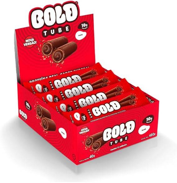 BOLD Tube Chocolate Proteico Avelã 10g de Proteína (12 Un.)