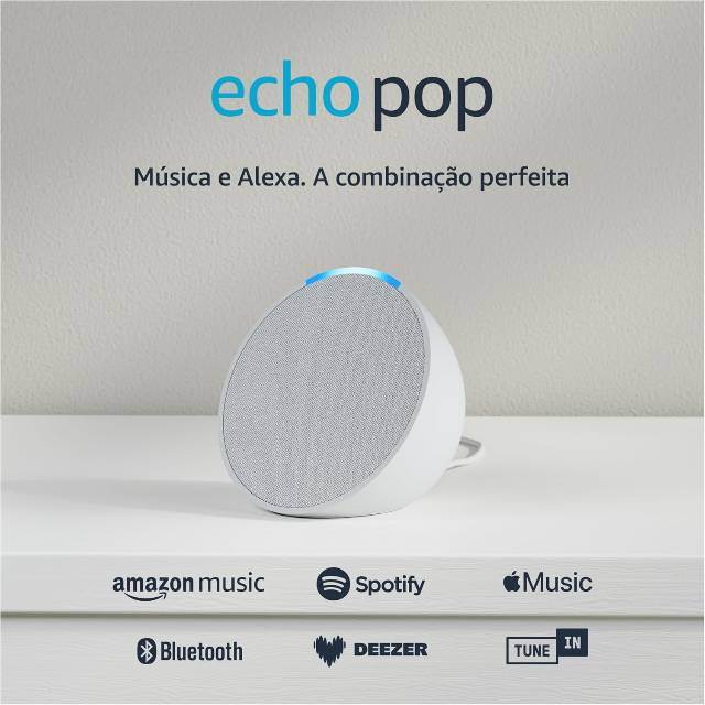 Echo Pop (Geração mais recente) | Smart speaker compacto com som envolvente e Alexa | Cor Branca