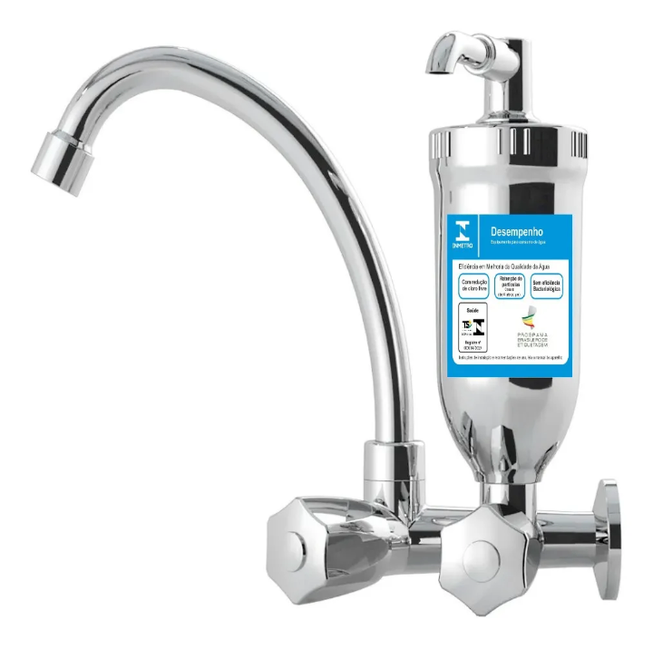 Torneira Filtro De Cozinha Parede Slim Cromado ¼ Volta C-25 Cor Prateado