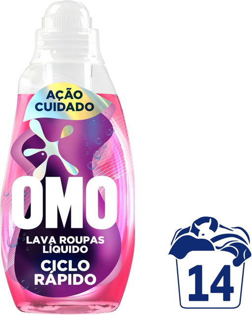 Lava-Roupas Líquido Omo Ciclo Rápido Ação Cuidado Frasco 750ml