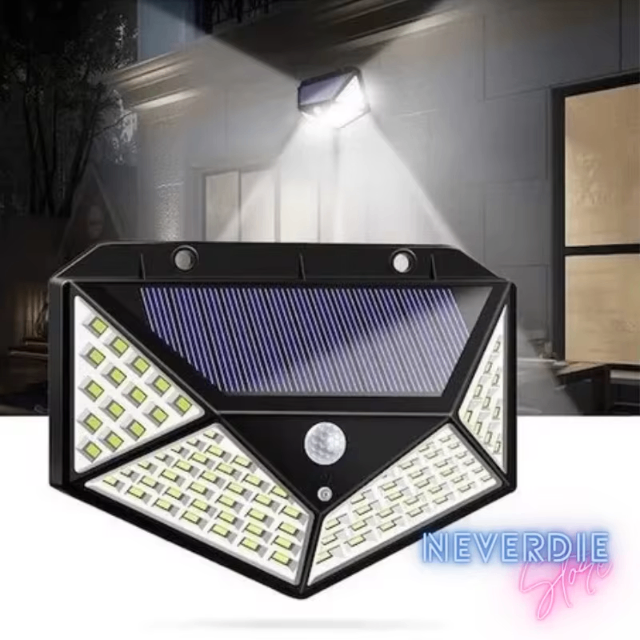 Luminária Luz de Emergência pra Parede com Placa Solar 100 Led Sensor de Presença Com 3 Funções