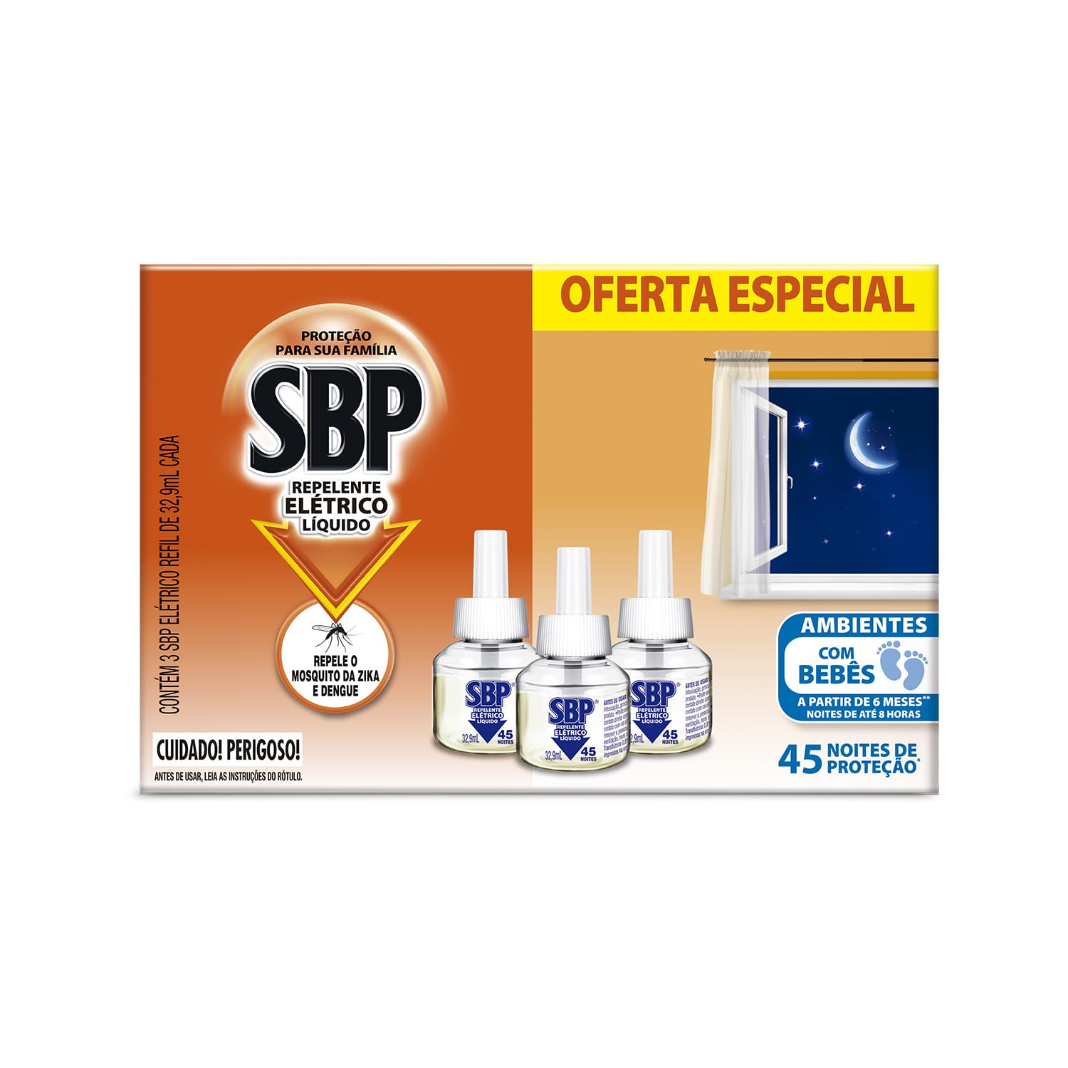 Repelente Líquido Elétrico SBP Refil - Caixa c/ 3 Unidades 32,9ml cada