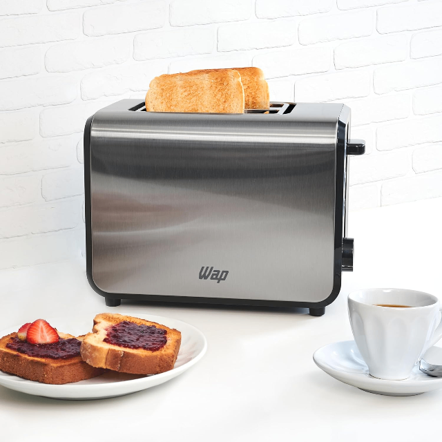 WAP Torradeira Elétrica WTE1 Inox com 7 Níveis de Tostagem, Desligamento Automático, Descongela e Reaquece, 900W