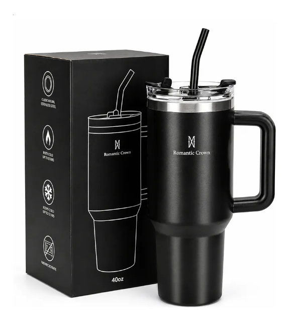 Copo Térmico Gigante 1,2l Inox Com Tampa E Inox Canudo