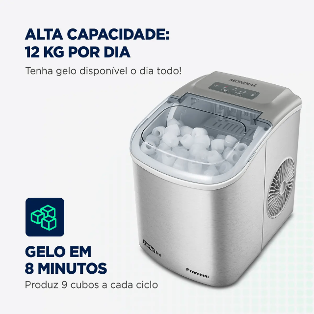 Máquina de Gelo Turbo Ice Premium, Mondial, 120W - MG-12-GI