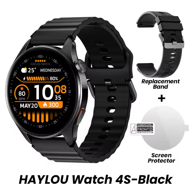 Relógio HAYLOU 4S GPS Smartwatch com Tela HD AMOLED de 1.43”, Posicionamento GPS por 5 Satélites, 120+ Modos de Treino, Relógio Inteligente para Fitness