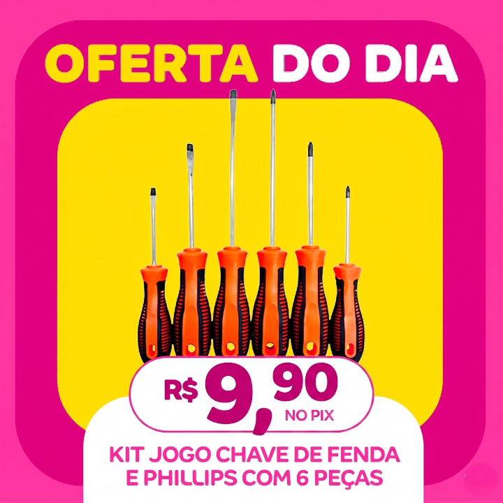 Kit Jogo Chave De Fenda E Phillips Com 6 Peças Ferramenta Nf - prime