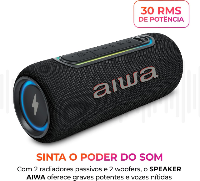 Caixa de Som Speaker AIWA SP-05-LB 30W Bluetooth IPX5