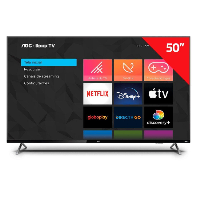 Smart TV 50" AOC 4K UHD DLED Série 6125 50U6125/78G Roku TV