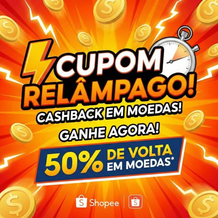 Cupom de 50% de cashback em Moedas até R$ 10 na Shopee