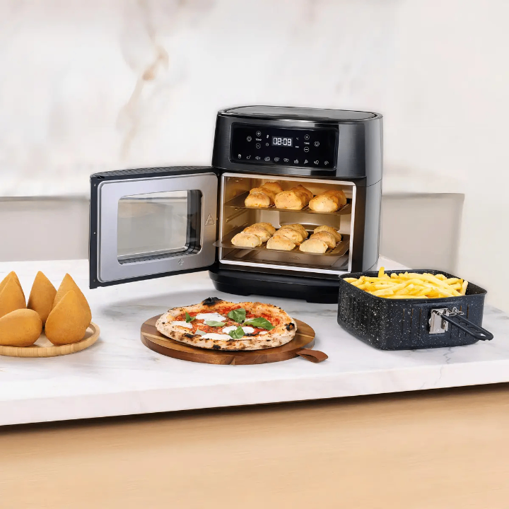 Fritadeira Elétrica Wap Air Fryer Oven Digital Black Inox 12 Litros com Revestimento Antiaderente