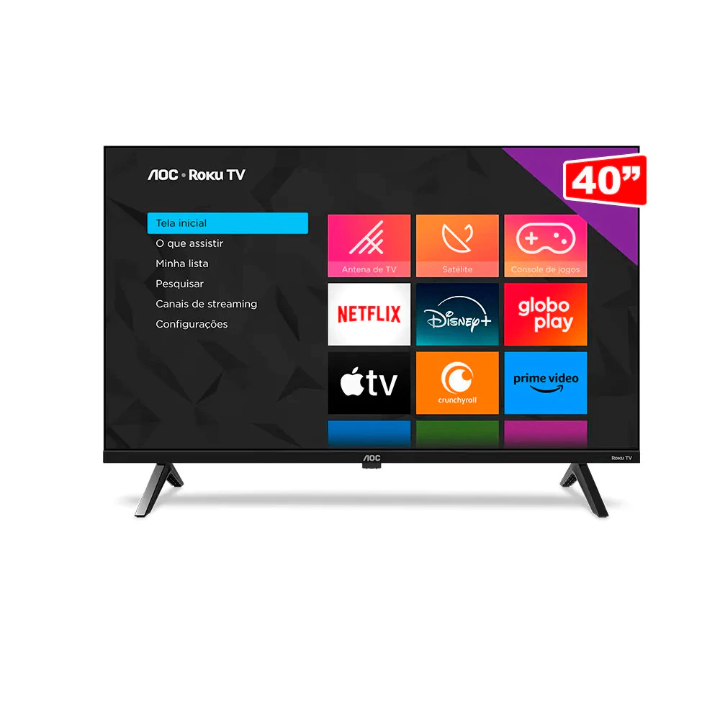 Smart TV LED AOC 40 Polegadas Full HD Roku 40S5045/78 Wi-Fi HDMI Preta