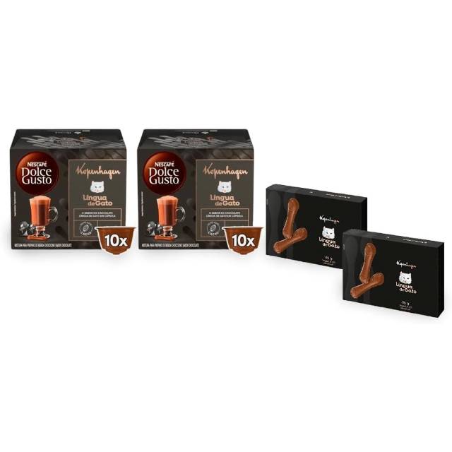 Kit Kopenhagen Dolce Gusto, 2 NDG Língua de Gato e 2 Barras, 85g