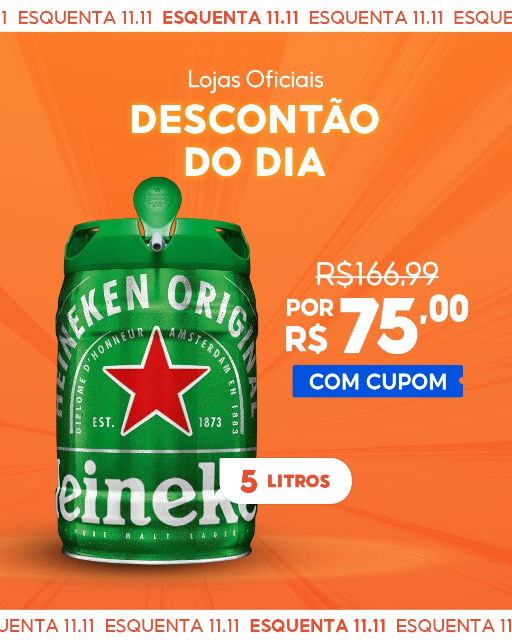Cerveja Premium 5L Barril Heineken